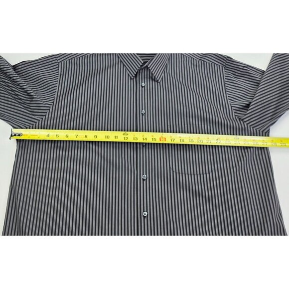 Stafford Performance X-Tall Sz 18 36-37 Black Gray White Stripe Broadcloth Shirt - Picture 3 of 9